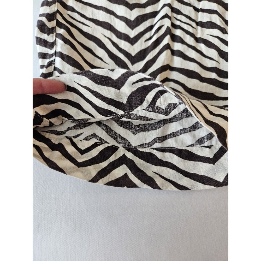 Tahari Brown Striped Zebra Tiger Print Cropped Linen Pants S - Picture 3 of 16